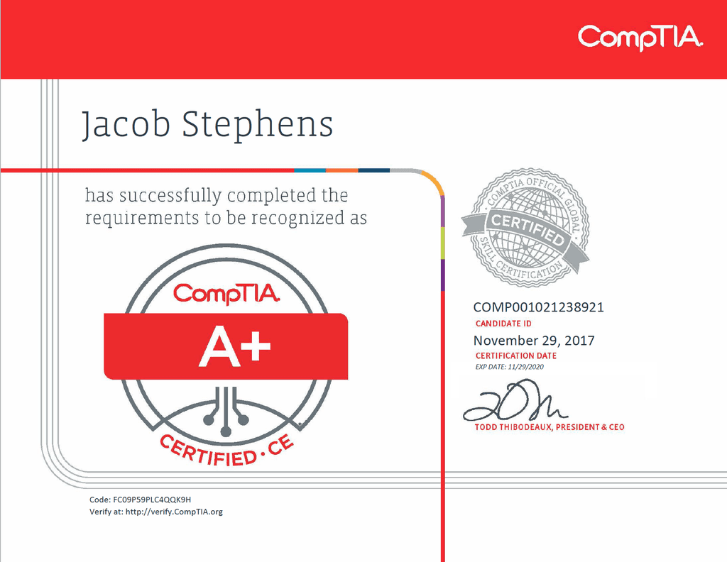 CompTIA A+ IT Technician Certification
