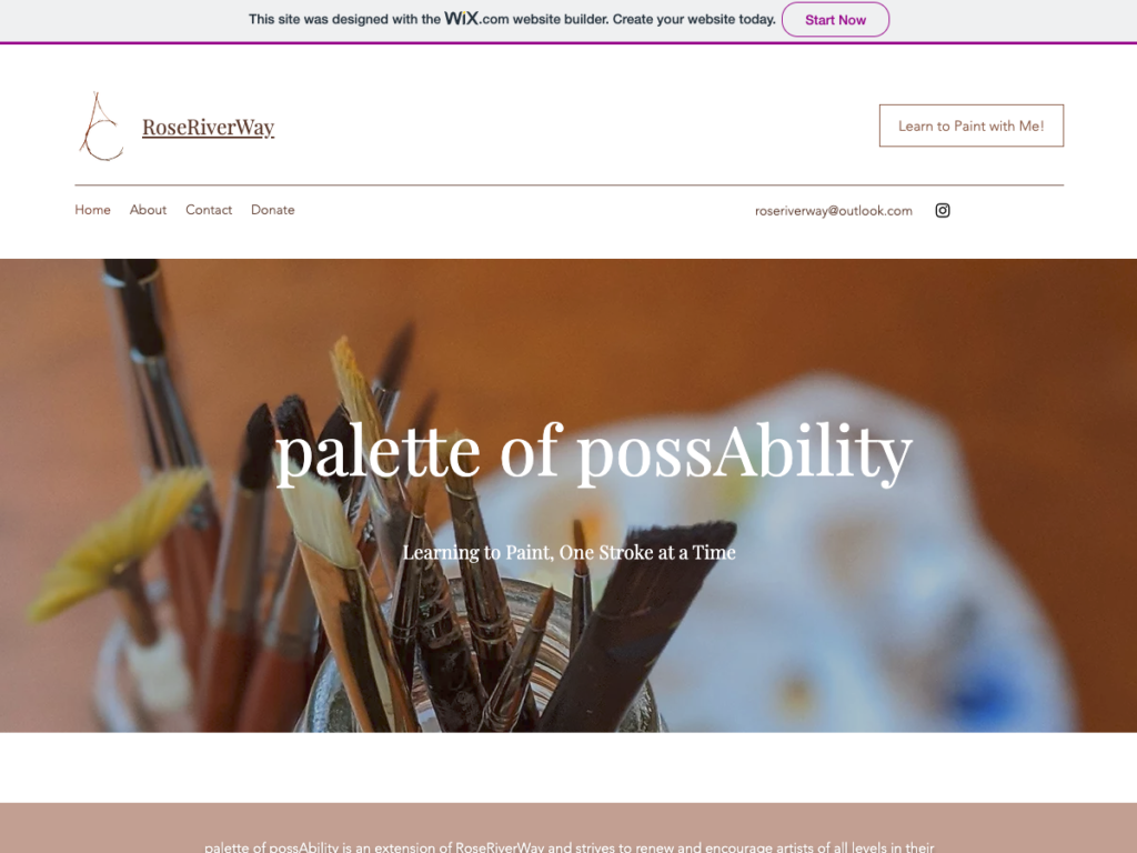 The original Wix version of Rose River Way's website