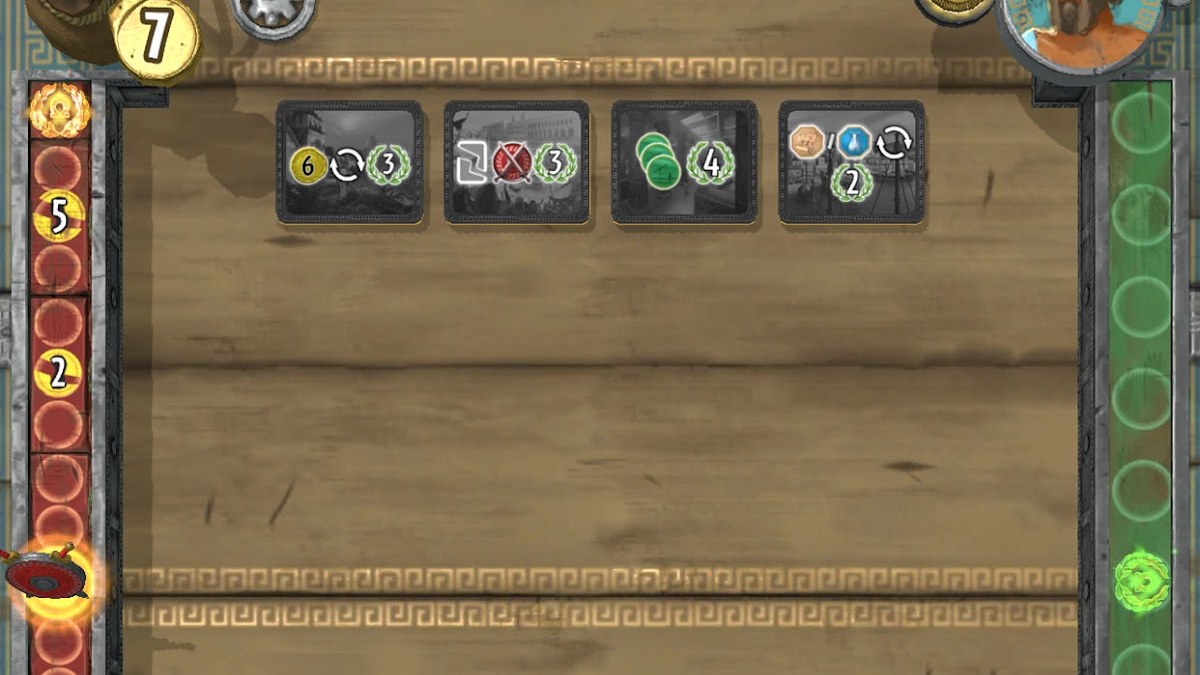 7 Wonders Duel app board with card pyramid